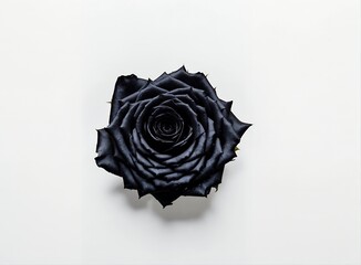 Flor  de rosa negra vista de cima, em frente a um fundo branco

Black rose flower viewed from above, in front of a white background