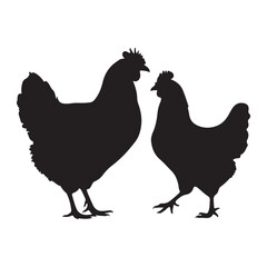 chicken silhouette vector icon on white background. 