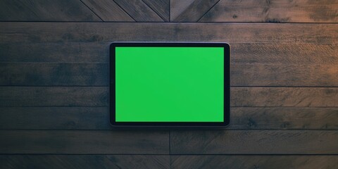 Bright Green Square on Wooden Table