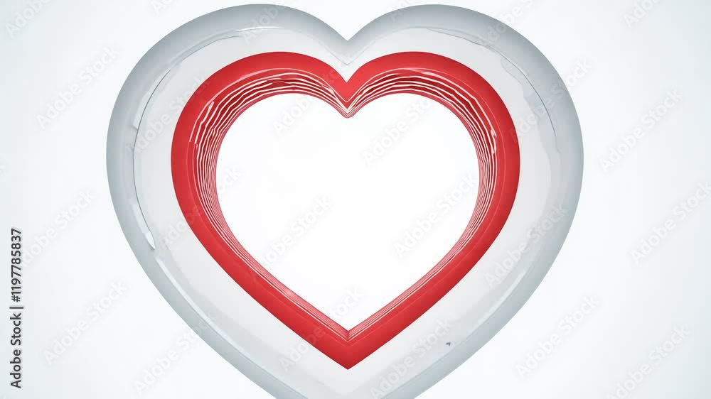Poster tilt up video to reveal red heart icons with hexagon patterns and a matte finish in a circular arran