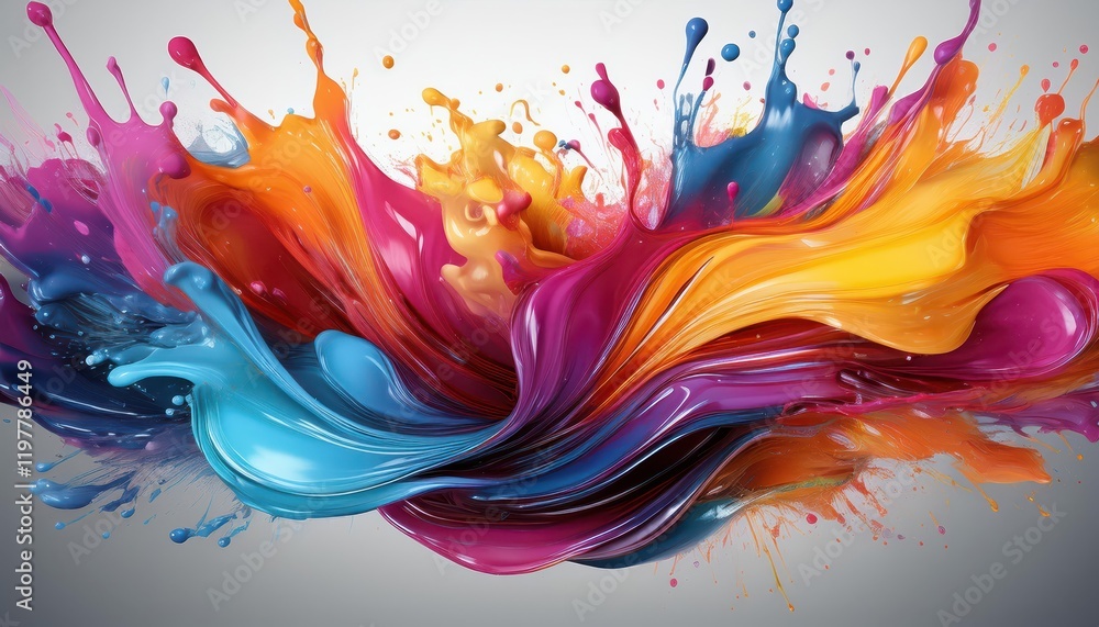 Poster vibrant paint splash on transparent background a captivating explosion of color and texture