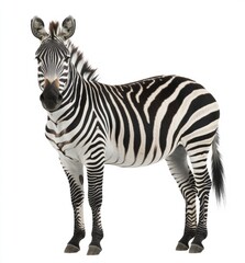 A zebra standing in front of a white background
