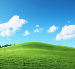 Fototapeta premium A large, grassy hillside with a clear blue sky