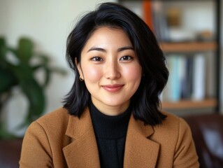 Confident Asian Woman Sitting Indoors