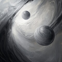 Monochromatic Celestial Bodies in Abstract Space: An Intriguing Cosmic Artwork