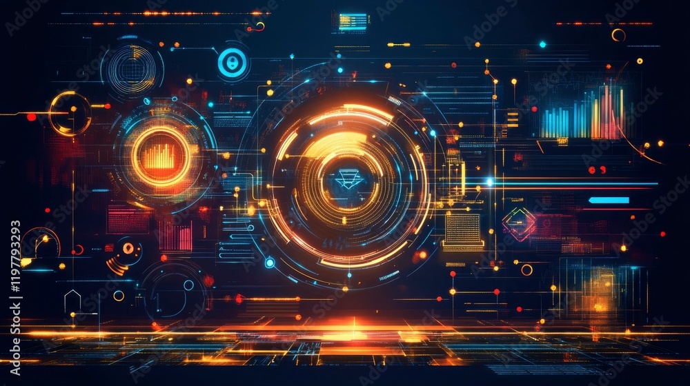 Poster abstract digital interface futuristic technology display