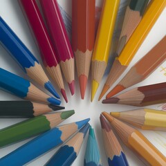 Fototapeta premium colored pencils and school bag clock for school supplies
