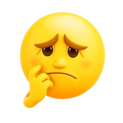 Fototapeta premium Thinking Emoji Face - 3D Illustration