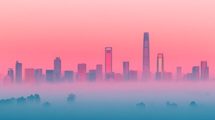 Fototapeta premium Smoggy Skyline at Sunset: The Cost of Urbanization 16