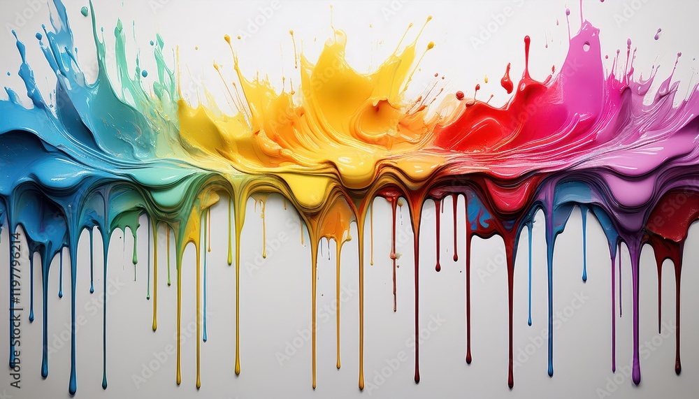 Poster Vibrant Splashes A Colourful Explosion of Artistic Expression on a White Canvas, Showcasing an Array of Hues and Textures, Creating an Energetic Masterpiece