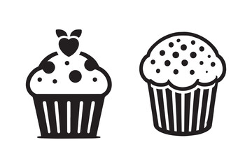 cupcake or muffin icon on metal button