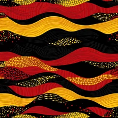 Fototapeten African motifs seamless pattern in red, yellow, black waves for Black History Month © Creative Valley
