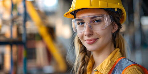 Female Construction Worker with Safety Gear
