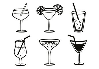 Minimalist Cocktail Line Art Collection | Hand-Drawn Vector Illustrations