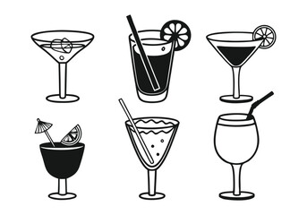 Minimalist Cocktail Line Art Collection | Hand-Drawn Vector Illustrations