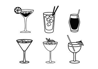 Minimalist Cocktail Line Art Collection | Hand-Drawn Vector Illustrations