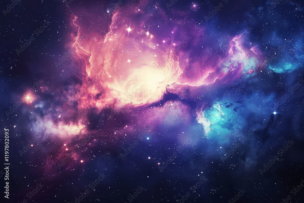 Wall mural beautiful space background, with stars and nebulae. generative ai