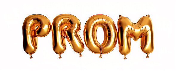 Golden Balloon Letters Spelling 'PROM'