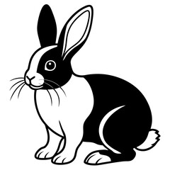Black-and-White Rabbit Illustration - Cute Bunny Clipart
