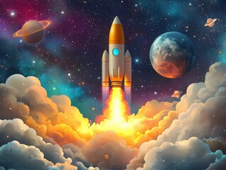 Rocket Launching into Cosmic Adventure
