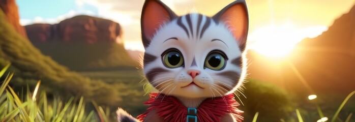 Fototapeta premium Kitten in Aboriginal Costume: 