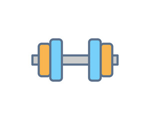 Vibrant flatstyle dumbbell icon. Perfect for fitness apps, websites, gym brochures, or healthrelated infographics.  Clean design ensures versatility across various projects. Download now