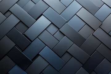 Fototapeta premium This image features a close-up of an intricate pattern created by interwoven black rectangular shapes, showcasing texture and depth in a modern design aesthetic.