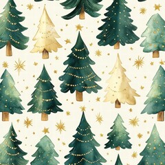 Festive Hand-Drawn Christmas Tree Pattern