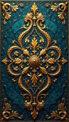 Golden mandala pattern, rich textures, subtle Islamic design elements , background, ornate