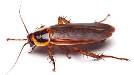 A close-up image of a cockroach displaying its detailed features and coloration.