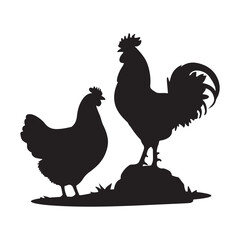 hen and chicken vector icon, hen vector, chicken vector.