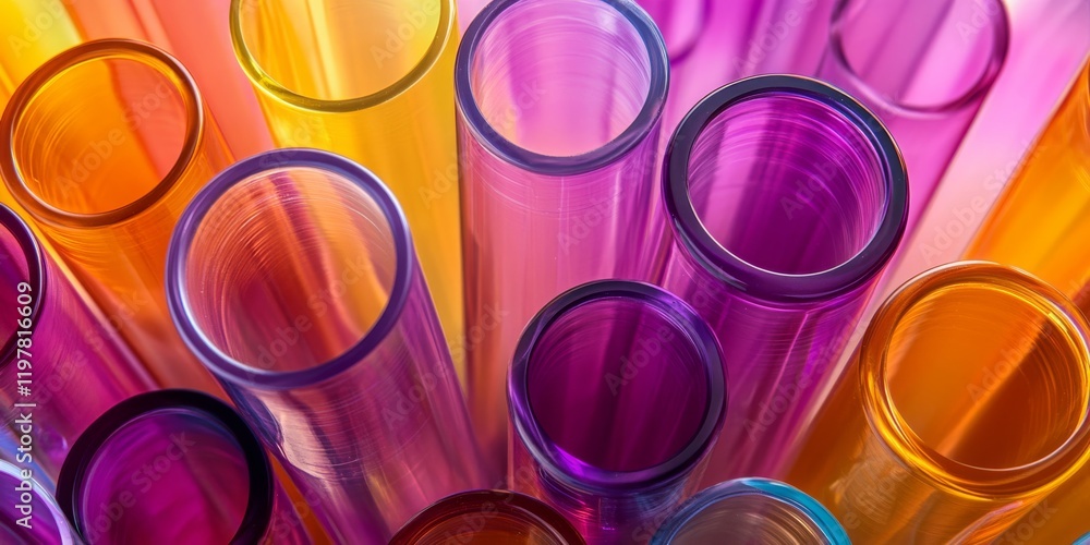 Poster A vibrant abstract background showcasing an array of colorful PMMA acrylic tubes, making it an ideal choice for a wide range of creative designs and visually striking projects that stand out