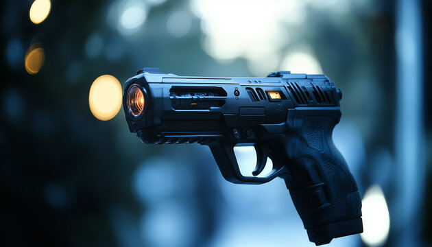 isolated taser on blurred background