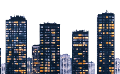 PNG Highrise buildings at dusk architecture cityscape urban.