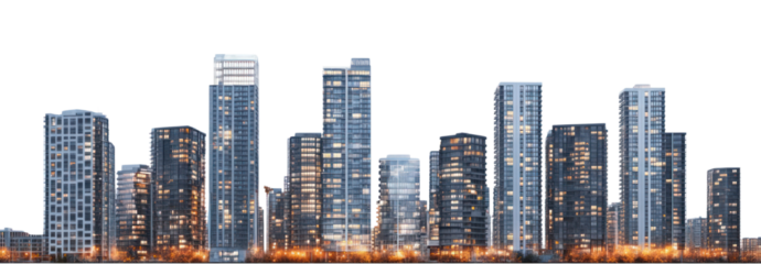 PNG Highrise buildings at dusk architecture cityscape landscape.