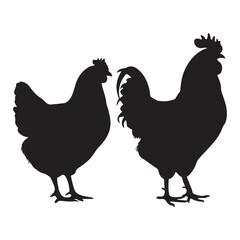 Silhouette of a hen chicken,  hen vector, chicken vector, chicken icon. 