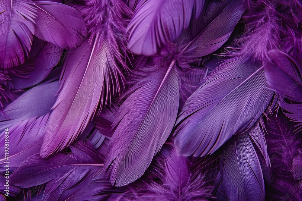 Aufkleber close up of vibrant purple feathers, creating a soft and textured background, ideal for design proje