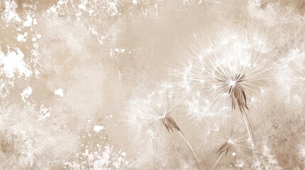 A soft, textured background featuring delicate dandelion seeds.