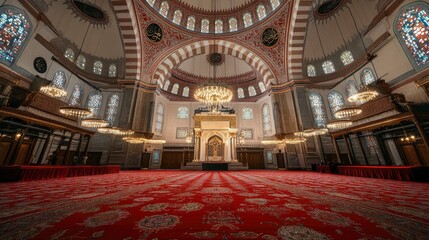 Obraz premium Magnificent Mosque Interior Architectural Detail and Design