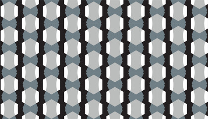 Seamless abstract geometric pattern combination of hexagons with black, white and gray colors