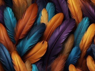 Close-up of a vibrant parrot feather showcasing its stunning colors of red, yellow, and blue in exquisite detail.