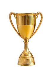 Gold trophy cup, isolated over transparent background, PNG cut-out
