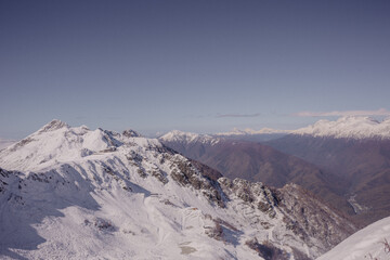 snow covered mountains in winter