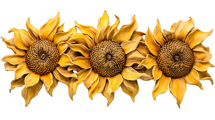 Sunflowers yellow flowers isolated on white background PNG.AI GENERATED