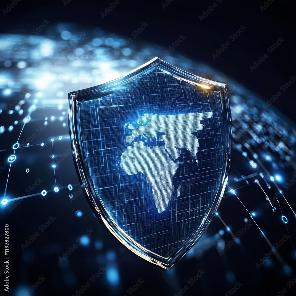 Aufkleber a shield icon symbolizes cyber security, representing the importance of data protection and defense 