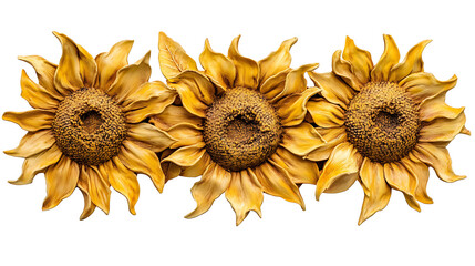 Sunflowers yellow flowers isolated on white background PNG.AI GENERATED