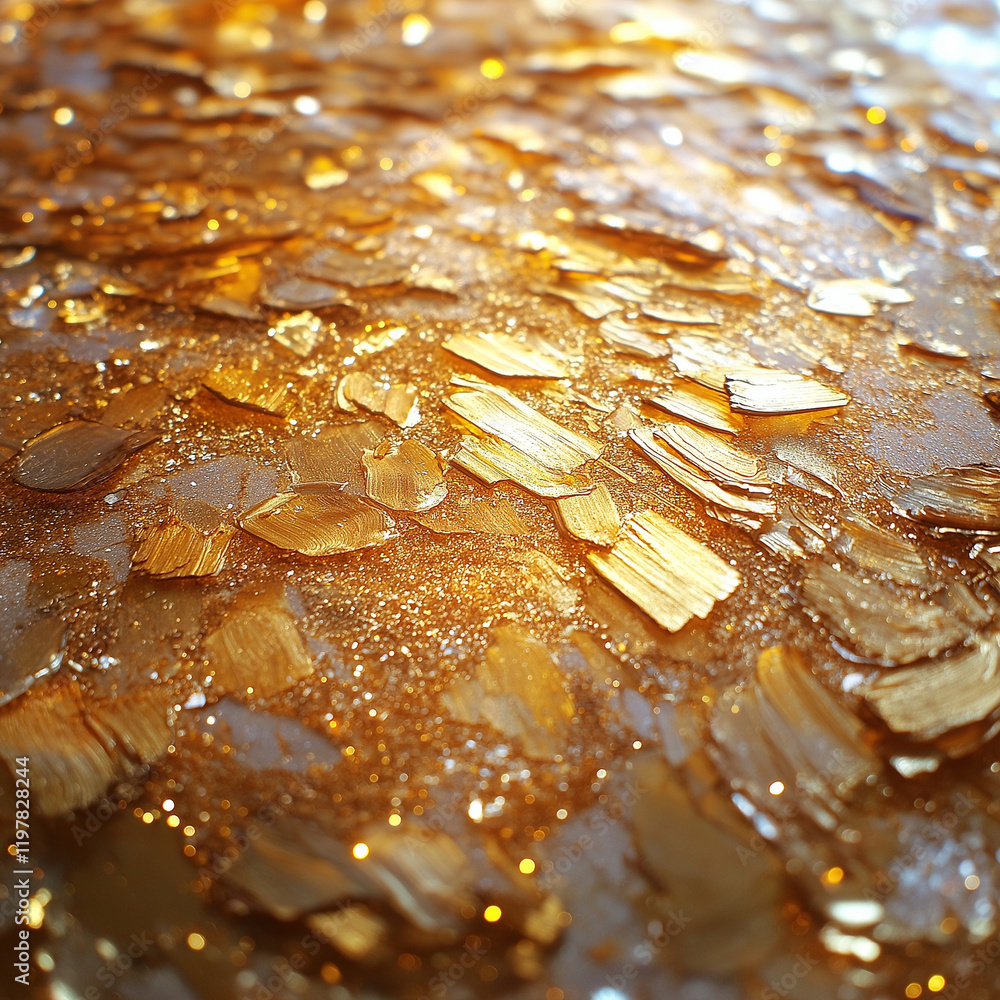 Poster golden texture with shimmering flakes and sparkles