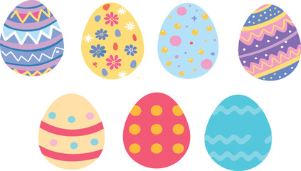 Colorful Decorated Easter Eggs Illustration with Festive Patterns for Spring Holiday Designs






