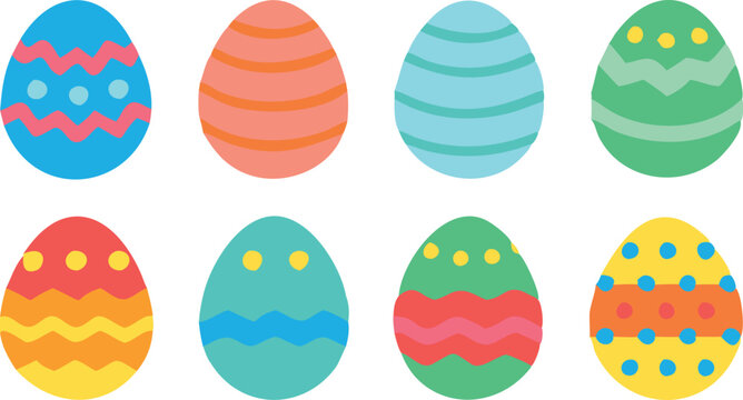 Colorful Decorated Easter Eggs Illustration with Festive Patterns for Spring Holiday Designs






