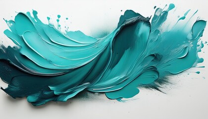Artistic Teal Stroke Against White Backdrop A Vibrant Expression of Modern Artistic Energies at Twilight Hour
